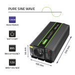 Qoltec Przetwornica napięcia Monolith | 600W | 1200W | 12V na 230V | Czysty Sinus - 10