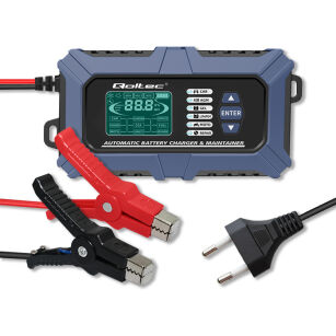 Qoltec Inteligentna mikroprocesorowa  ładowarka z testerem baterii i funkcją naprawy  12V | 6A | LCD