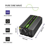Qoltec Przetwornica napięcia Monolith | 300W | 600W | 12V na 230V | Czysty Sinus - 9
