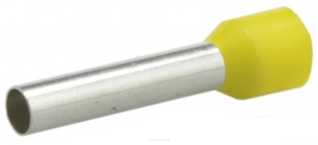 10 x Końcówka tulejkowa izolowana 6mm2 / 12mm miedziana cynowana galwanicznie żółta