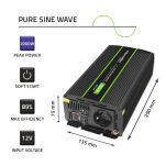 Qoltec Przetwornica napięcia Monolith | 1000W | 2000W | 12V na 230V | Czysty Sinus - 10